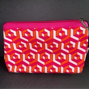 Vera Bradley Geometric Pink and Orange Cosmetic Case